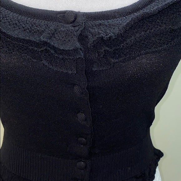 Bebe knit cropped shortsleeved button shirt blouse black dressy stylish shirt - Picture 4 of 11